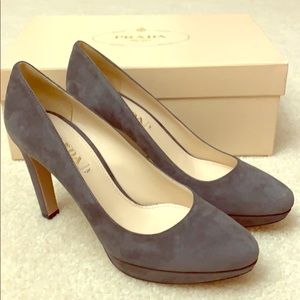 Prada Anthracite Suede Heels